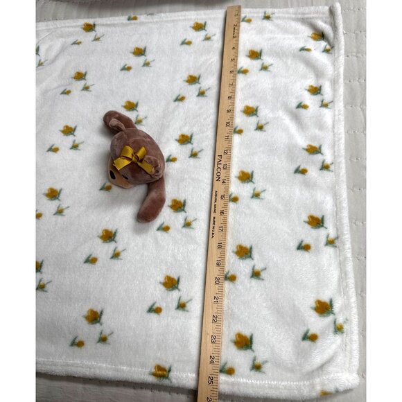 Lila & Jack White Gold Yellow Flowers Bow BEAR Baby Blanket Security Lovey 24" x - Picture 4 of 6